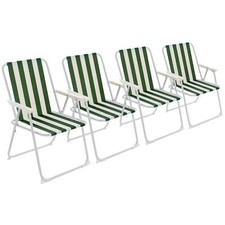 Portable Low pliant Camping Patio Plage Chaise Meubles - x4 Stripe vert