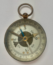 BOUSSOLE DE POCHE ANCIENNE EN LAITON DORE