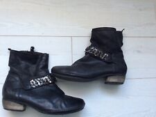 AIRSTEP Black Soft Leather Short Ankle  Booties with Metal Plates, size 38