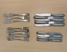 17 Antique Felix Brothers Silver Metal Shell Model Cutlery