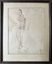 STEINLEN Theophile Original Drawing Ink Portrait of Man Bather Painting 19th Century »
