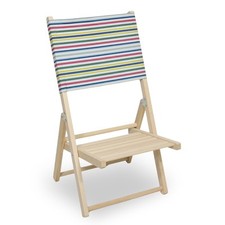 Chaise De Plage Pliable En Bois Naturel Avec Dossier À Rayures Colorées