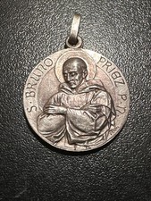 Rare Grosse Médaille Religieuse St Bruno Chartreux French Antique Signé Penin 2