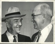 1954 Press Photo Captain Eddie Rickenbacker smiles with a colleague - lrx78032