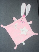 doudou plat lapin rose lune étoile blanc auchan  état neuf