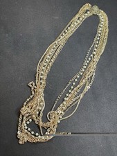 Collier Sautoir  Fantaisie Multi Chaînes Entrelacés  Vintage