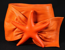 GIVENCHY HAUTE COUTURE Runway Vintage Orange Leather Starfish Wide Belt XS/S