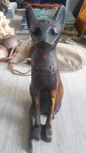 Sculpture chat statue bois - statue,