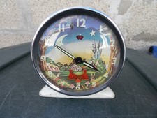 VINTAGE 50.60'S WESTCLOX CLOCK Reveil animé deco Lutin chateau lune fluorescent