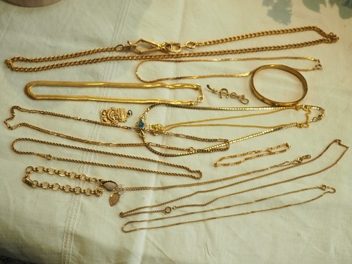 Lot bijoux vintage metal dore - bijoux,