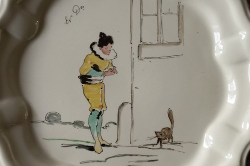 Assiette ancienne faience - ancienne, en