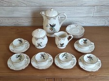 Ancien service à café de 20 pièces en faïence manufacture de GIEN décor oiseaux