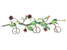 Wrought iron coat rack with roses and leaves