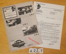 SOVRA LM1 LM2 LM4 LM5  BUGGY RENAULT 5/ PEUGEOT 104 Z CABRIOLET Prospectus Fr 86