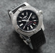 BREITLING 22mm BLACK RUBBER WATCH BAND TWO PIECE STRAP SWISS AVENGER PRO DIVER