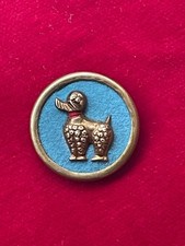 Bouton ancien Caniche laiton
