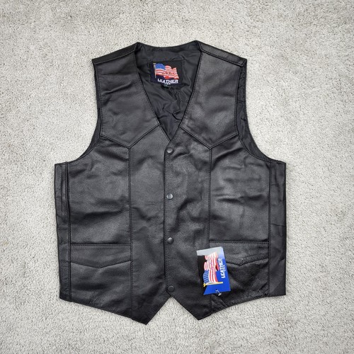 Leather snap button - vest, mens