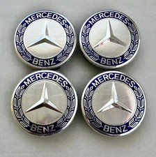 LOT 4 Cache Moyeu 75mm BLEU  Pour Mercedes Logo Emblème Jante Centre De Roue