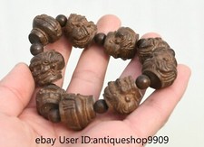 4.8" China Boxwood Carved Human Skull Jewelry Bracelet A5