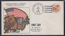 US 1946 MILITARY FIRST DAY OF ISSUE AT APO NO 1 US ARMY POSTAL SERVICE CACHET &