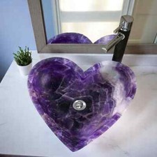 18 " Violet Améthyste Évier Pierre Naturelle Vessel Bol pour Salle Vanité Décor