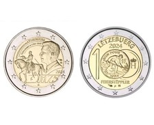 2x 2€ UNC Luxembourg 2024 Feierstëppler & Grand Duc Guillaume II
