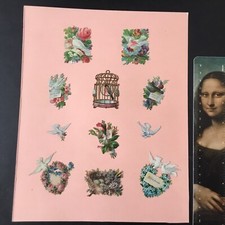 Planches 11 Chromos Ancien Colombe Cage Nid XIXè Découpis Gaufré Victorian Scrap