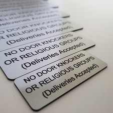 No Door Knockers or Religious Groups Deliveries Accepted Outdoor Sign Plaque