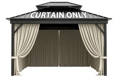 12'x12' Gazebo Curtains Outdoor Waterproof with Hanging Rings, 4-Panel (Cream)