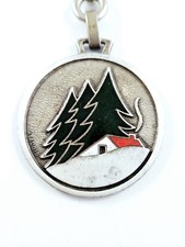KEYCHAIN - Augis - GILARDI WOOD - NICE - ENAMELLED METAL pretty design 1960s -