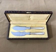 2 ART DECO Silver MINERVA Cheese Knives Stainless Blades Cutlery Table Service