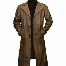 Manteau Long Vintage En Cuir