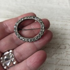 Broche Ancienne Réalisée Avec BOUCLE de Chaussure XVIIIè Pierre Du Rhin Argent