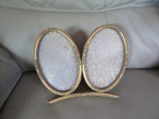 ancien cadre photo double en bois doré à posé décor de fleur