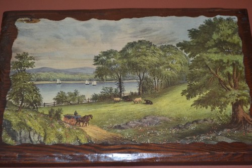 Vintage antique wooden - wooden, plaque