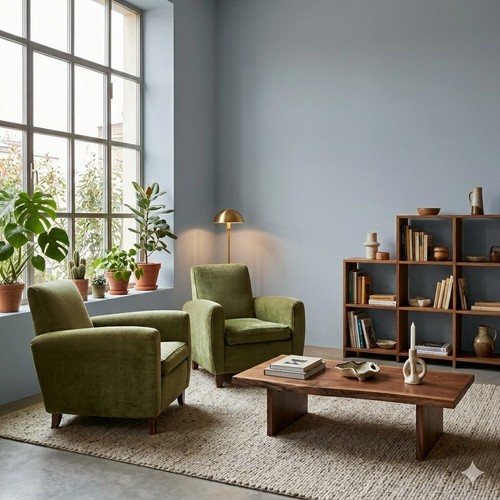 Fauteuils vintage velours - fauteuils,