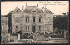 Old postcard Parcay, La Mairie with garden and elegant fence 1905 