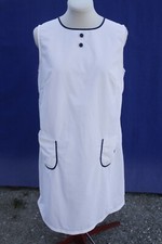 Blouse de travail N°10 en polyester nylon blanc bleu marine  LINVOSGES vintage 