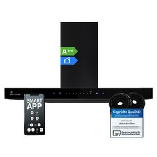 Hotte aspirante cuisine 60cm Hotte Murale acier inoxydable verre noir WiFi