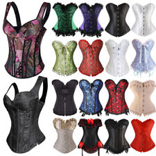 Women Plus Size Boned Brocade Overbust Corset Bustier Top Waist Training Cincher