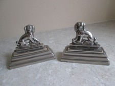 ANTIQUE KING CHARLES  SPANIEL DOGS -  PAIR OF METAL ORNAMENTS  C.1880