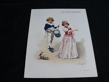 Chromo ancien Au Bon Marché signé Jules Girardet le tambour 22 x 18 cm