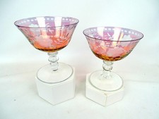 Home Essentials Crystal Cut Luster Red 2pc 8oz 4 5/8" Sherbets 2007-