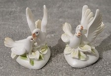 2 Couple Of Doves Vintage Resin Wedding Gift Statues 