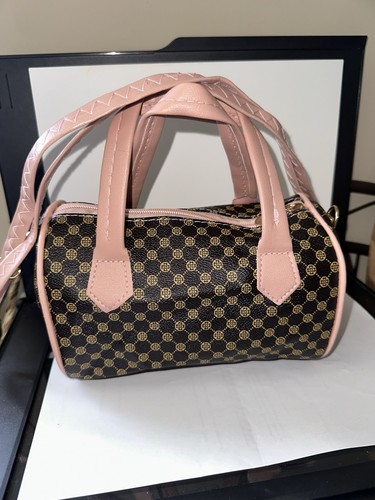 Sac main cuir marron - -, marron/rose