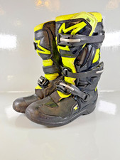 Alpinestars Tech 7s Motocross Boots Size 4 EU 37 Black Hi-Vis Off Road MX Youth