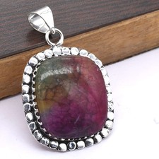 Arc En Ciel Solaire Quartz Pierre Précieuse Ethnique Fait À La Main Pendentif