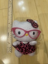 Hello Kity Tty Sanrio Plush 6" Glasses & Pink Leopard Print Dress