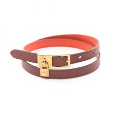 HERMES lucky belt ceinture reveresible Z leather Bordeaux Used PGHW