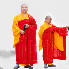 Monk Cassock Kasaya Long Gown Shaolin Temple Robes Buddhist Clothes Red ZU YI